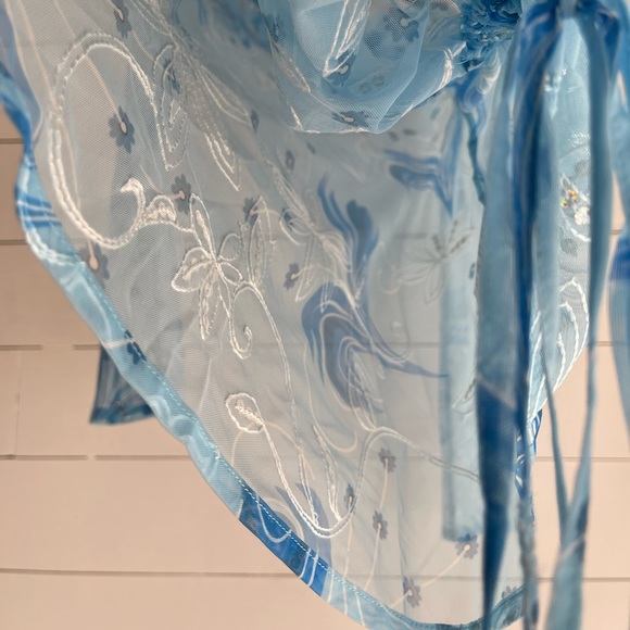 KIM SHUI Sheer Mini Dress in Baby Blue Size XS - Picture 6 of 10